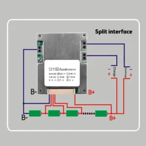 Lithium Battery Protection Board Battery Pack Protection Board Compact Battery BMS Module for 13S 48V 60A Batteries Durable